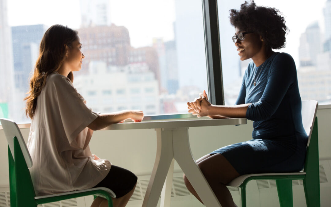 Two people attending a job interview