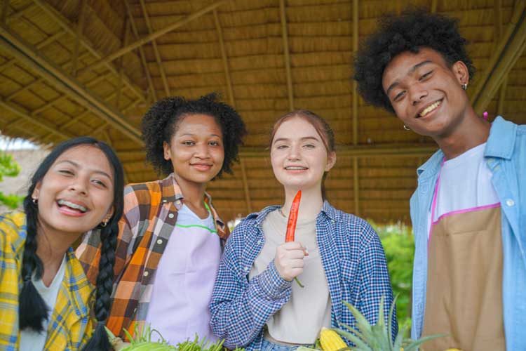 teens workiung in a garden